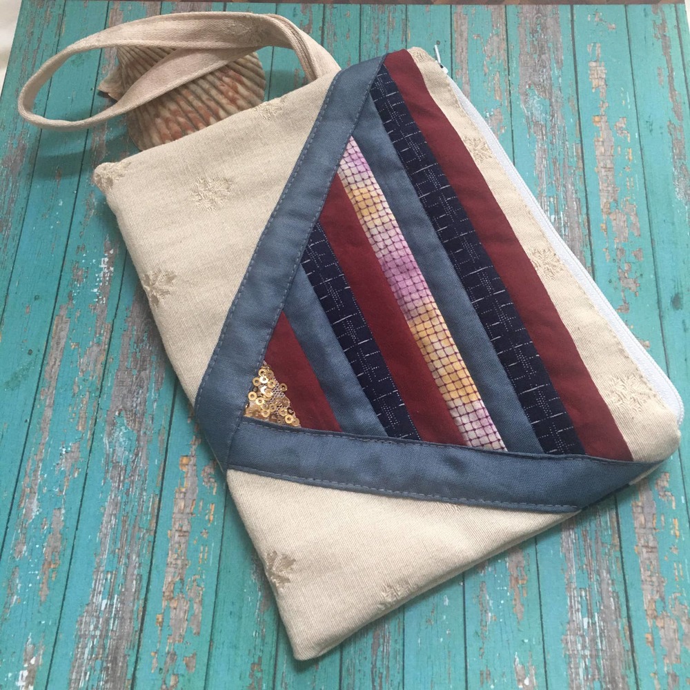 handmade boho patchwork wristlet bag